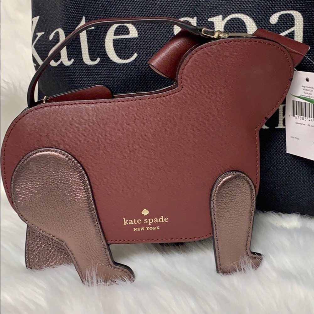 Kate Spade Floral Dog Crossbody Bag Cherrywood Novelty Pup Purse Leather Kawaii - Picture 5 of 12